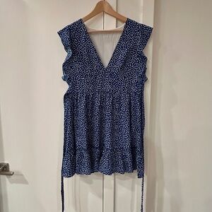 Meikulo flutter-sleeve navy mini dress – size M